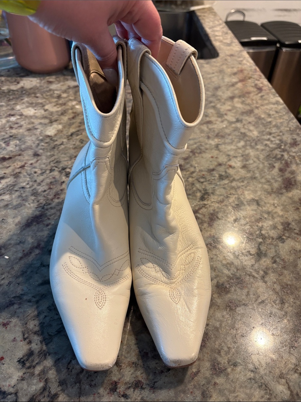 Sam Edelman Cream Western-Style Ankle Booties